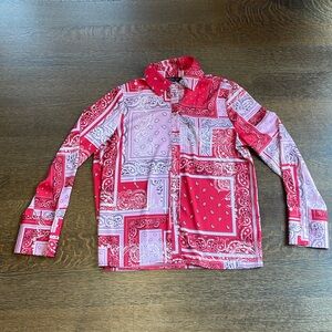 Rachel Zoe red and pink printed blouse